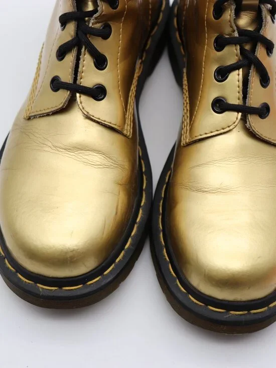 Doc Dr. Martens Pascal Combat Boots Women's Size 9 Metallic Gold Leather - Picture 10 of 12